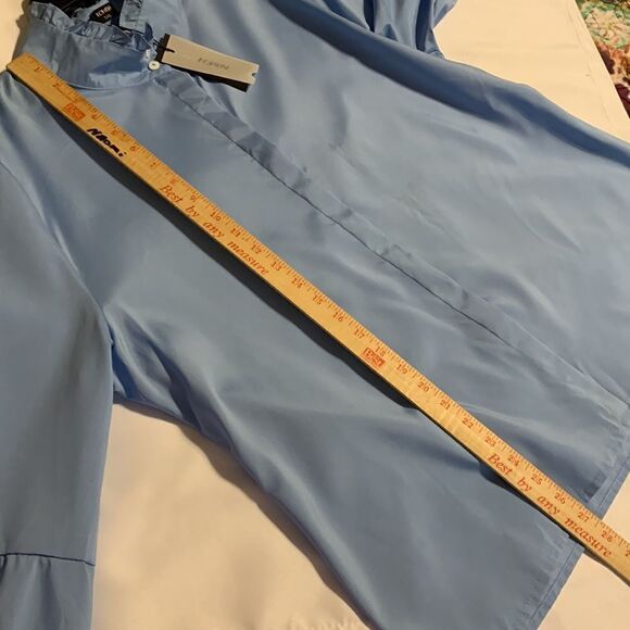 Vonda size 5XL blouse, light blue with bubble sleeves - Picture 11 of 13